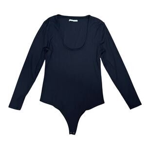 Abercrombie & Fitch Black Ribbed Long Sleeve Bodysuit Size XL